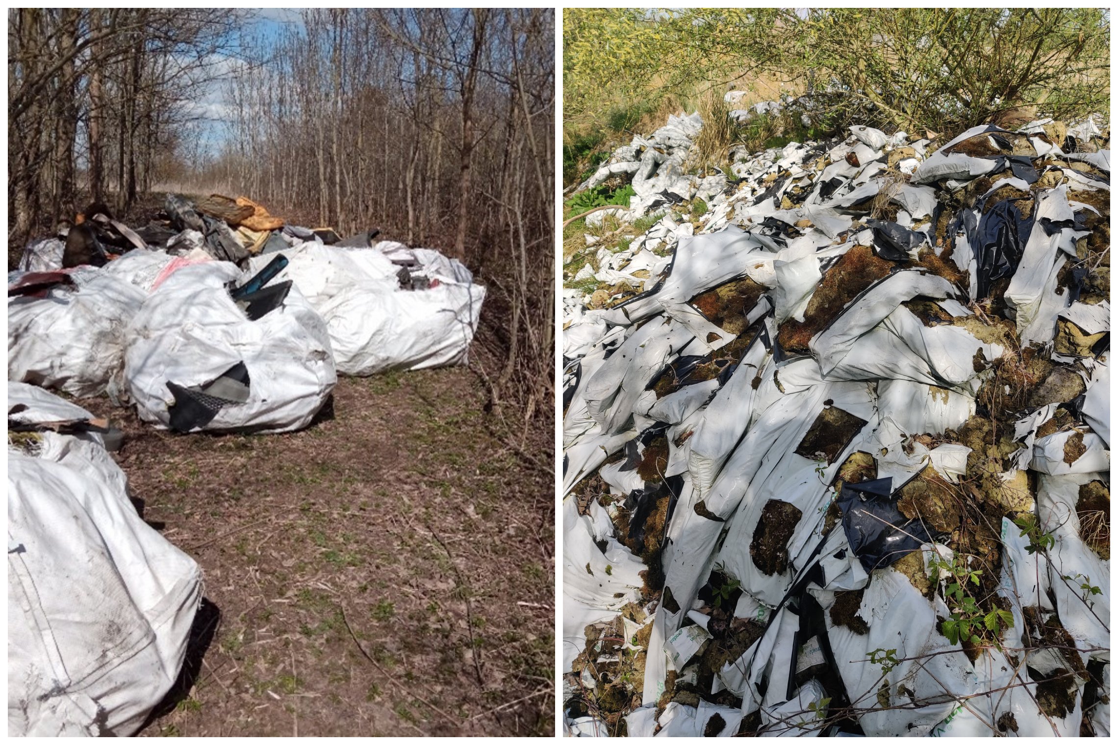 Teritorijų užterštų atliekomis Kėdainiuose ir Prienų rajone nuotraukų koliažas