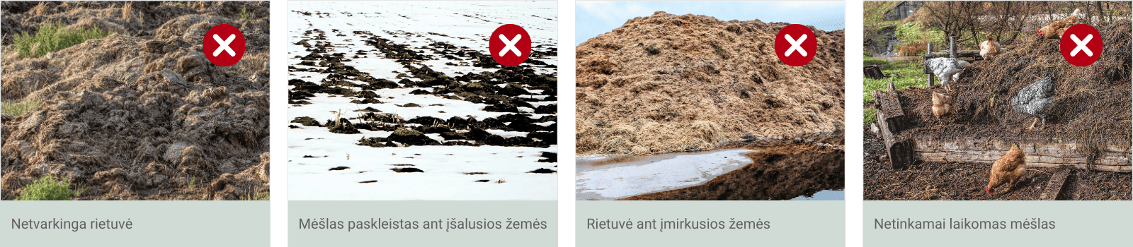 Blogo mėšlo tvarkymo pavyzdžiai