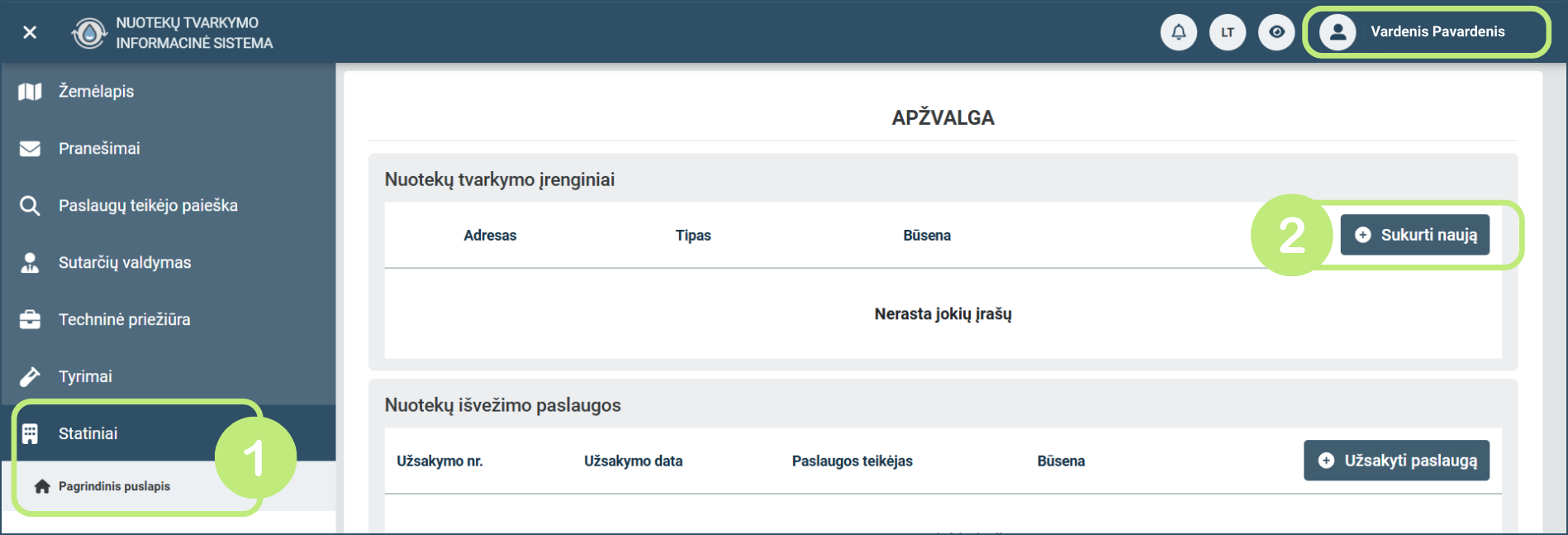 Įrenginio registravimas (1 žingsnis)