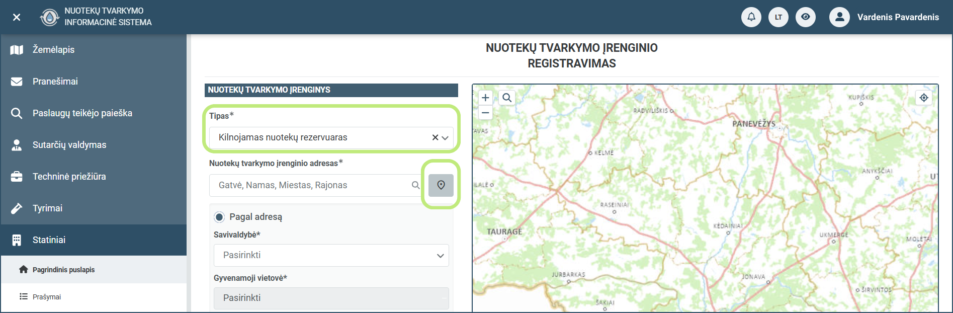 Įrenginio registravimas (1 žingsnis)
